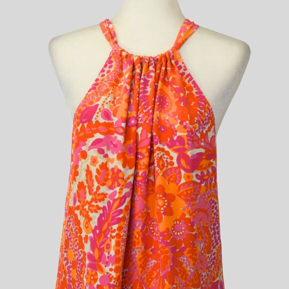 TRINA TURK Women's Peony Lined Tassel Trim Shift %100 Silk Dress Size 12 - Picture 5 of 11